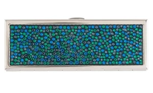 Judith LEIBER Spiegel kompakt schmale Tasche grün blau Punkte silber NEU huimg - Bild 1 von 9