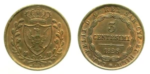 Regno Sardegna Carlo Felice 3 Centesimi 1826 Torino FDC Rame Rosso - Picture 1 of 1