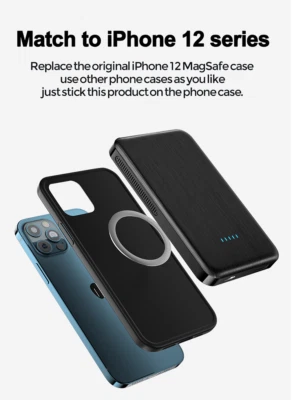 2021 IPSKY Slim Magnetic 5000mah Power Bank /Charger (Black) Universal iPhone 12 - Image 1 of 4