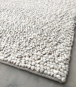 Cozy Elegence-Handwoven Natural Wool Chunky Rug Modern Design wool Area Rug - Picture 1 of 8