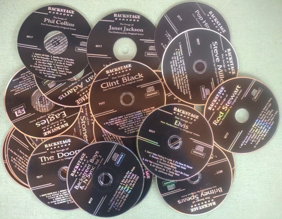 Backstage Karaoke CDG Lot of 24 Elvis Madonna Stones Dion Mariah Eagles NSYNC - Image 1 of 4