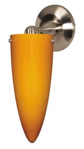 Brushed Nickel And Butterscotch Cone Glass Wall Sconce - Picture 1 of 1