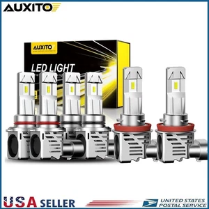 AUXITO 9005+9006+H11 Headlight LED Hi&Low Beam Bulb 6500K Fog CANBUS Light USA H - Picture 1 of 14