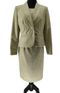 Liz Claiborne Woman 3 piece Suit Green Size 6 Tank Pencil Skirt Jacket Line FLAW - Picture 1 of 18