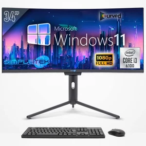 AIO TOUT EN UN i3 34" COURBÉ FHD WINDOWS 11 16 GO 480GB GAMING ORDINATEUR - Photo 1/10