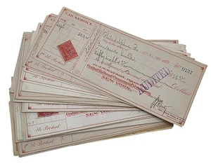1899 Lot of {64} CENTRAL R.R. of NEW JERSEY / NEW YORK Cancelled Checks ANTIQUE - Picture 1 of 3