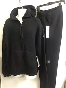 Alo Men Black Domain Rib Knit Full Zip Sweater/Pant New L - Picture 1 of 15