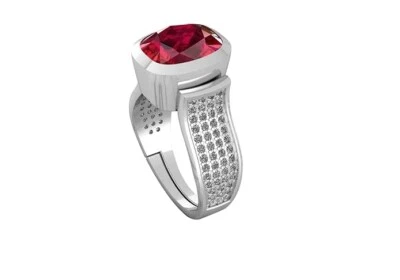 12.25 Ratti 11.00 Carat Natural Ruby Manik 92.5 strelling Silver Ring Certified - Image 1 of 4