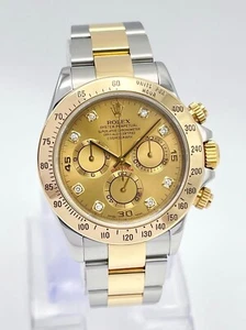 Rolex Daytona Chronograph 116523 40mm Two Tone Champagne Diamond Dial Papers - Picture 1 of 15
