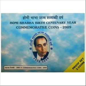 REBUBLIC INDIA HOMI BHABHA BIRTH CENTENARY YEAR COMMEMORATIVE PROOF COIN SET - Picture 1 of 5