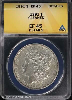 1891-P $1 Morgan Silver Dollar ANACS EF 45 Details | XF - Image 1 of 4