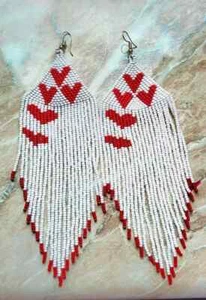 Tribal Earrings Native Large Boho American Seed Beads Handmade Earring - Picture 1 of 2