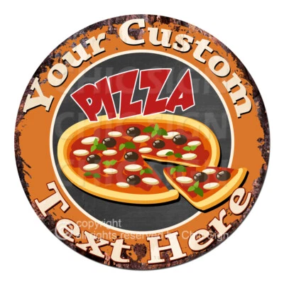 CP-0171 Personalizado Cualquier Nombre Rojo Pizza Personalizado Metal Letrero Decoración Idea de Regalo Foto 1 de 2