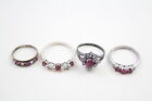 Sterling Silver Gemstone Rings Trilogy Cluster Opal x 4 (8g)