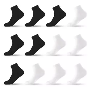 12 Pairs Cushion Quarter Socks with Arch Support Unisex Cotton Athletic Sports - Picture 1 of 12