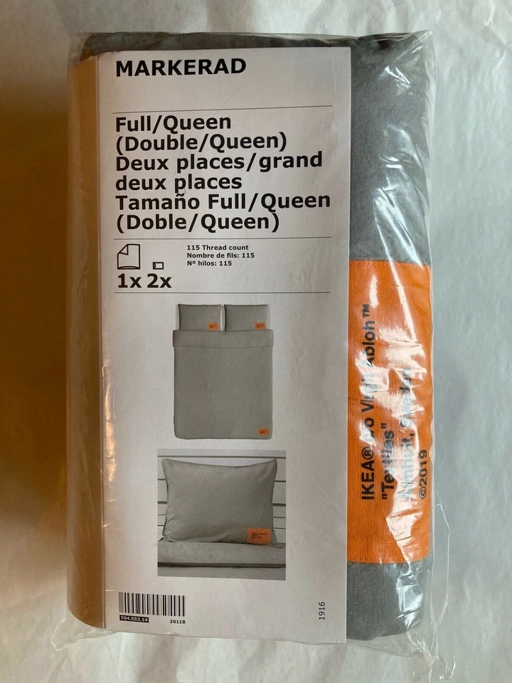 IKEA Markerad Full/queen Duvet Cover & 2 Pillowcase Virgil Abloh Collection