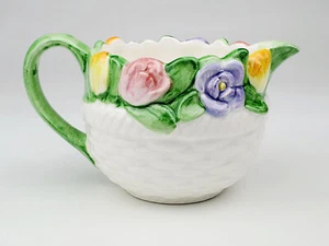 OTAGIRI Tulip Creamer by Mary Ann Baker Floral Basketweave Hand Painted Spring - Picture 1 of 12