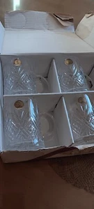 Paul Sebastian Clear 24% Lead Crystal Glass Coffee Tea Mugs New In Box Set of 4 - Picture 1 of 14