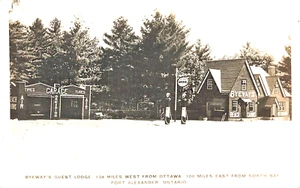 "Gasolinera imperial Port Alexander Ontario ""Byeways Beach Cabins"", RPPC - Imagen 1 de 2