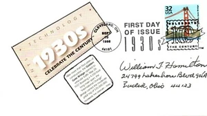 SC# 3185 1998 - Golden Gate Bridge on Handcrafted Cachet FDC - Single - F162 - Picture 1 of 2