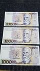 3 sequencial Banknote  1989 BRAZIL 1 CRUZADO NOVO on 1000 CRUZADOS BANKNOTE * UN
