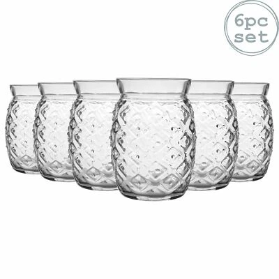 6x Sour Pineapple Cocktail Glasses Decorative Tropical Tiki Bar Tumblers 455ml - image 1 of 4