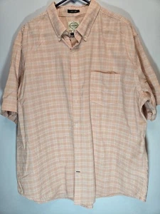 St. John's  Bay Men's 2xl  Checked Peach Button-Up Classic Camp Shirt. **Blemish - Picture 1 of 7
