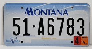 Montana License Plate 51-A6783, Embossed 2000 Base Jefferson County 4/03 Sticker - Picture 1 of 8