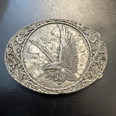 ⭐️ Hebilla de cinturón vintage 1982 Eagle Wildlife Nature para hombre - Indiana Metal Craft Foto 1 de 4