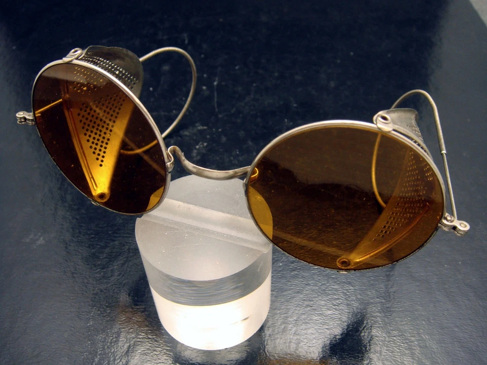 De Colección Lente Ámbar Marco de Alambre Gafas de Seguridad Moto Chopper Bobber Steampunk Foto 1 de 4