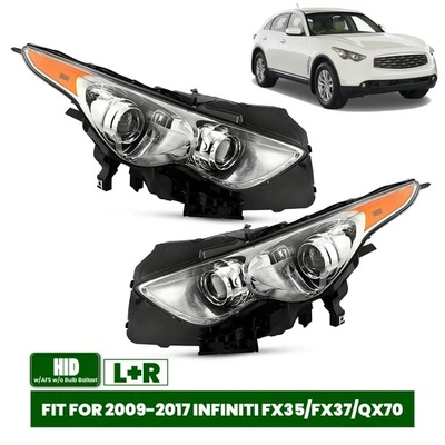 HID Headlight For 2009-2017 Infiniti FX35 FX50 QX70 w/AFS Driver+Passenger Pair Foto 1 de 3