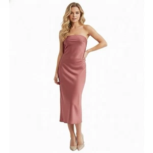 Abito Midi Sage the Label Jess Tube Ruggine Piccolo 70€ Nuovo con etichette - Foto 1 di 6