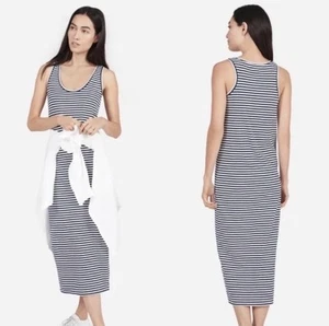 Everlane Cotton Navy Striped Nautical Tank Dress M - Picture 1 of 5
