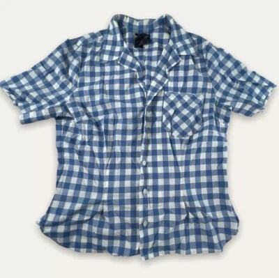 Ralph Lauren Gingham Button Shirt Girls Size 12 Blue White Casual Slim Fitted - Image 1 of 4