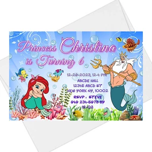 Ariel Prinzessin Geburtstagsparty 20 Sets Einladungskarte + Umschlag C-03 - Bild 1 von 2
