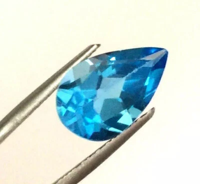 EGL USA CERTIFIED 3.88 CT PEAR BLUE NATURAL TOPAZ GEMSTONE FOR JEWELRY DESIGNS - Image 1 of 4