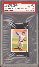 1990 Red Foley Sticker Book Hand Cut Baseball #81 Nolan Ryan PSA 10