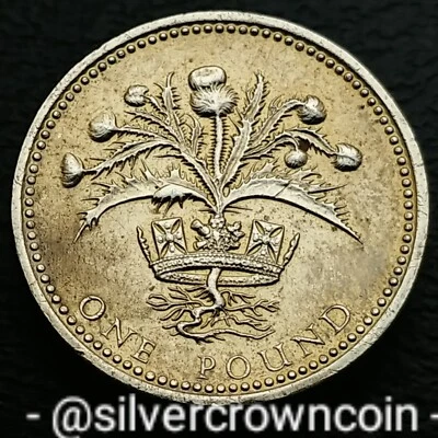 Great Britain 🇬🇧 UK 1 Pound 1989. KM#959. One Dollar coin. Scottish Thistle. - Image 1 of 4