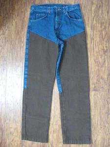 Wrangler Pro Gear mens brush / snake guard suspender jean pants 33 x 34 (32x34) - Picture 1 of 12