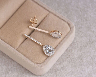 Pendientes aguamarina azul claro de 1,96 quilates con diamantes F-G/VS-SI | oro rosa de 14 quilates Foto 1 de 4