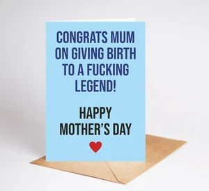 Funny Mothers Day Card Mum Mother Rude Card BC753 - Picture 1 of 3