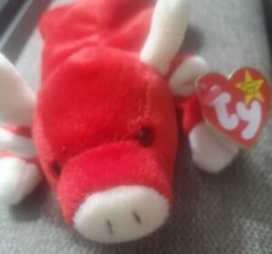 TY Beanie Baby SNORT,  the Bull Red White 1995, Style 4002 