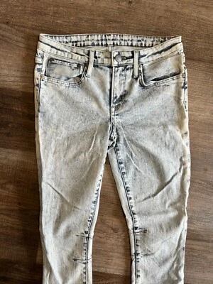 Jeans Helmut Lang autêntico azul lavagem ácida stretch jeans cônico com zíper perna 27 - Imagem 1 de 4