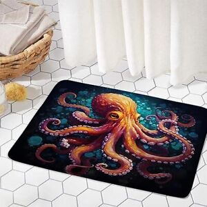 MUENKKCS Orange Octopus Bath Mat Cool Ocean Animal Funny 29.5"X17.7", 