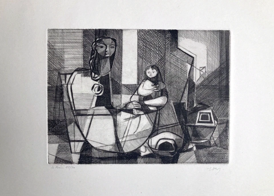 Georges Dayez gravure originale signée 1950 cubisme art abstrait abstract art - Photo 1/1