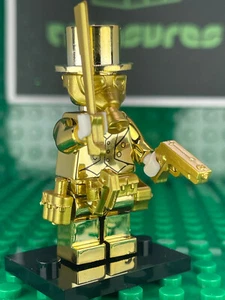 Custom CHROME PAD Printed LEGO MR. GOLD *APOCALYPSE EDITION* MiniFigure w/Case - Picture 1 of 17