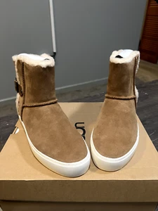 UGG Aika Flat Mid-Height Boots chestnut Genuine Suede Fur Lining Sz 9.5 - Picture 1 of 5