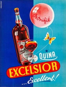 French Liquor Quina Excelsior 1930 Drink Advertising Giclee Canvas Print 20X26 - Picture 1 of 3
