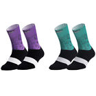 2Pairs Pro Cycling Socks Road Riding Bicycle Bike Sports Ankle Sock Green Pruple
