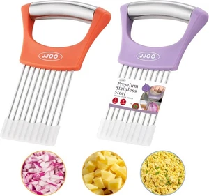 2 Pack Stainless Steel Onion Holder Slicer Assistant Cutter Chopper Kitchen Tool - Picture 1 of 4